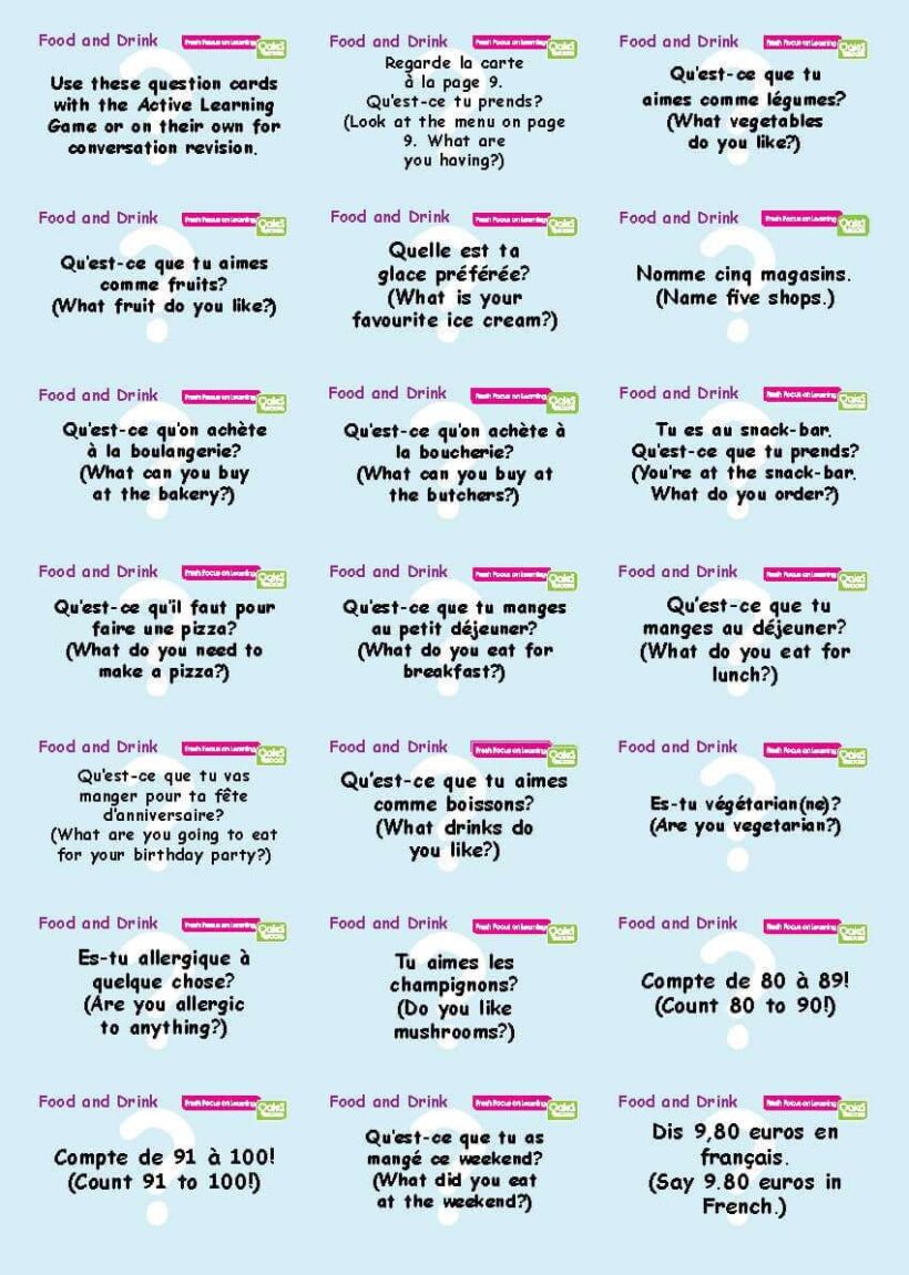 Common Entrance KS3 French Revision Flashcards