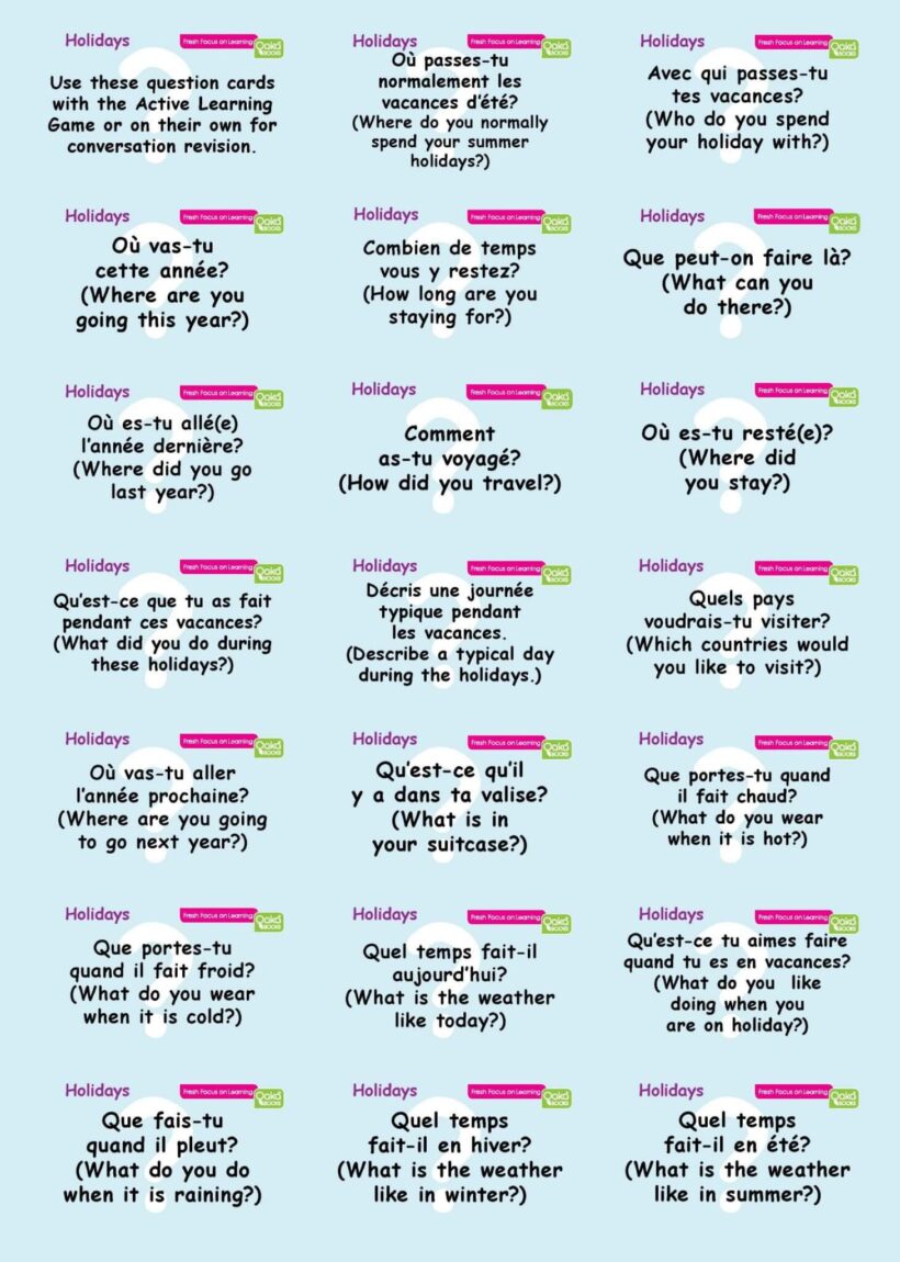 CE/KS3 French: Holidays