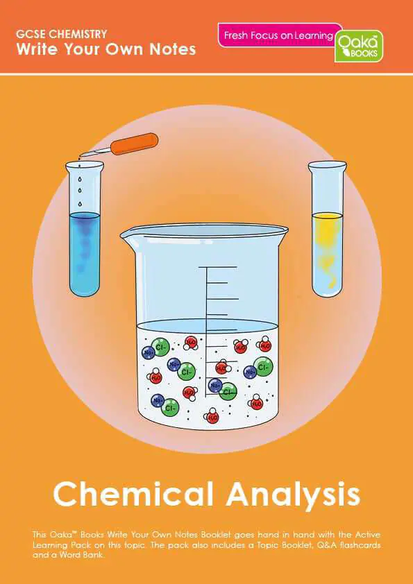 Chemical analysis booklet cover with laboratory beakers and test tubes