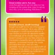 Customer reviews praising the game as a fun revision aid and beautiful artwork